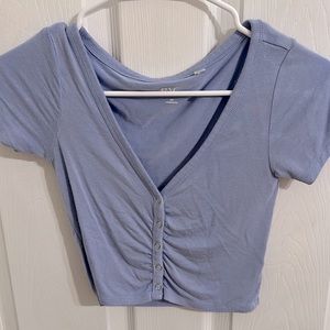 Pacsun light blue button crop top in size xs